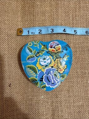 Brighton Turquoise Floral Heart Metal Trinket Tin